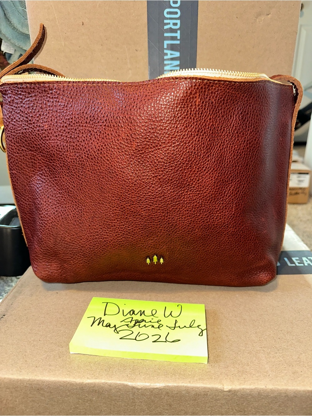Portland leather large nutmeg slouchy